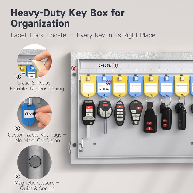 WeHere 24 Key Lock Box Wall Mount, APP Bluetooth/One Time Password Share/Wi-Fi Remote/Fixed Code/Key Unlock, Smart Key Cabinet, Key Organizer Box for Apartment, Hotel, Office, House Key Manage - Image 3